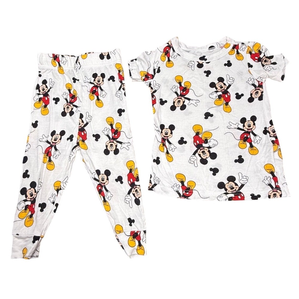 Disney Junior Mickey Mouse Pajama Set White 12M Viscose Spandex 2pc Snug Fit